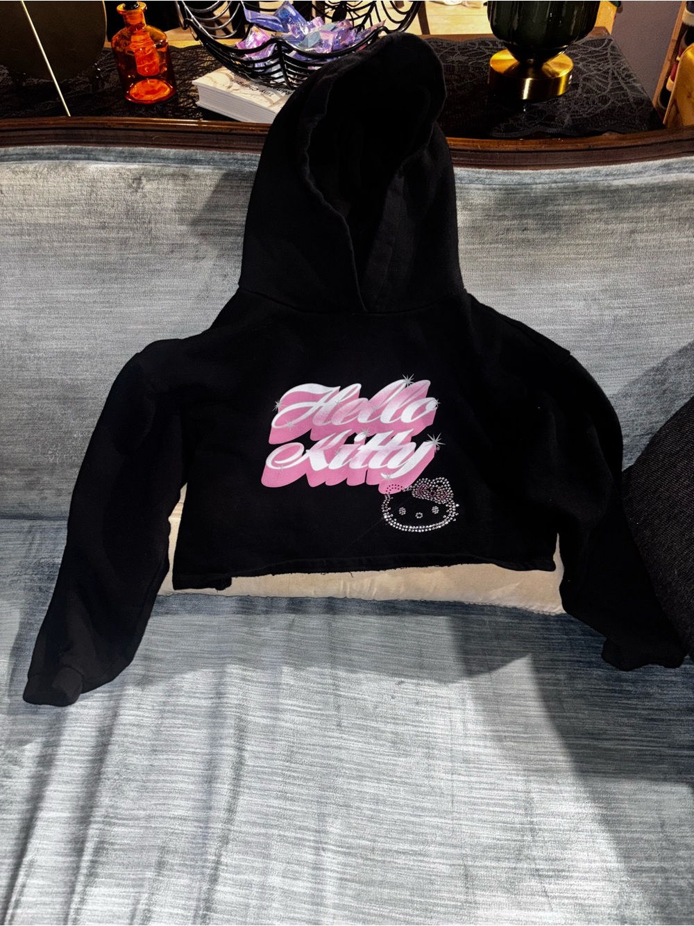Hello Kitty x Forever 21 - Black Cropped Hoodie Kids (S)
